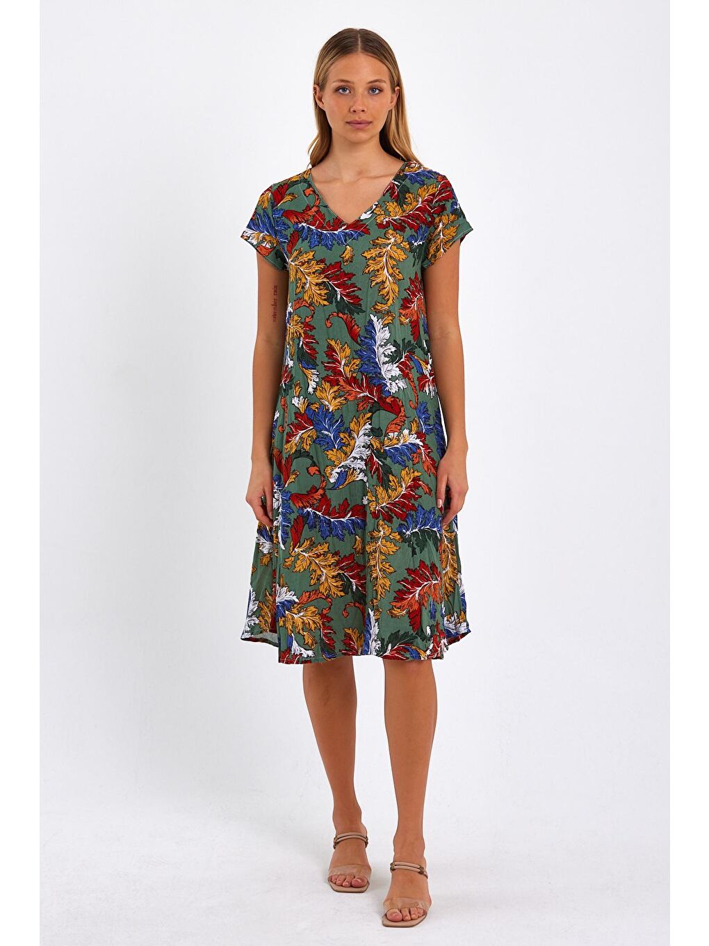 Bordo Kadın Desenli Elbise