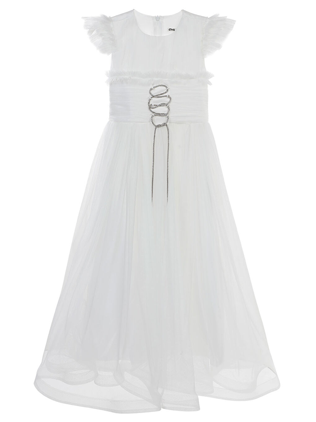 Girls Kız Çocuk Abiye 6-14 Yaş Kırık Beyaz