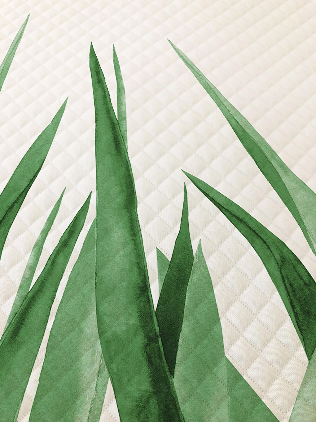 Karışık Yeşil Yaprak Desen Çift Kişilik Baskılı Pike  (200x220 Cm)-1