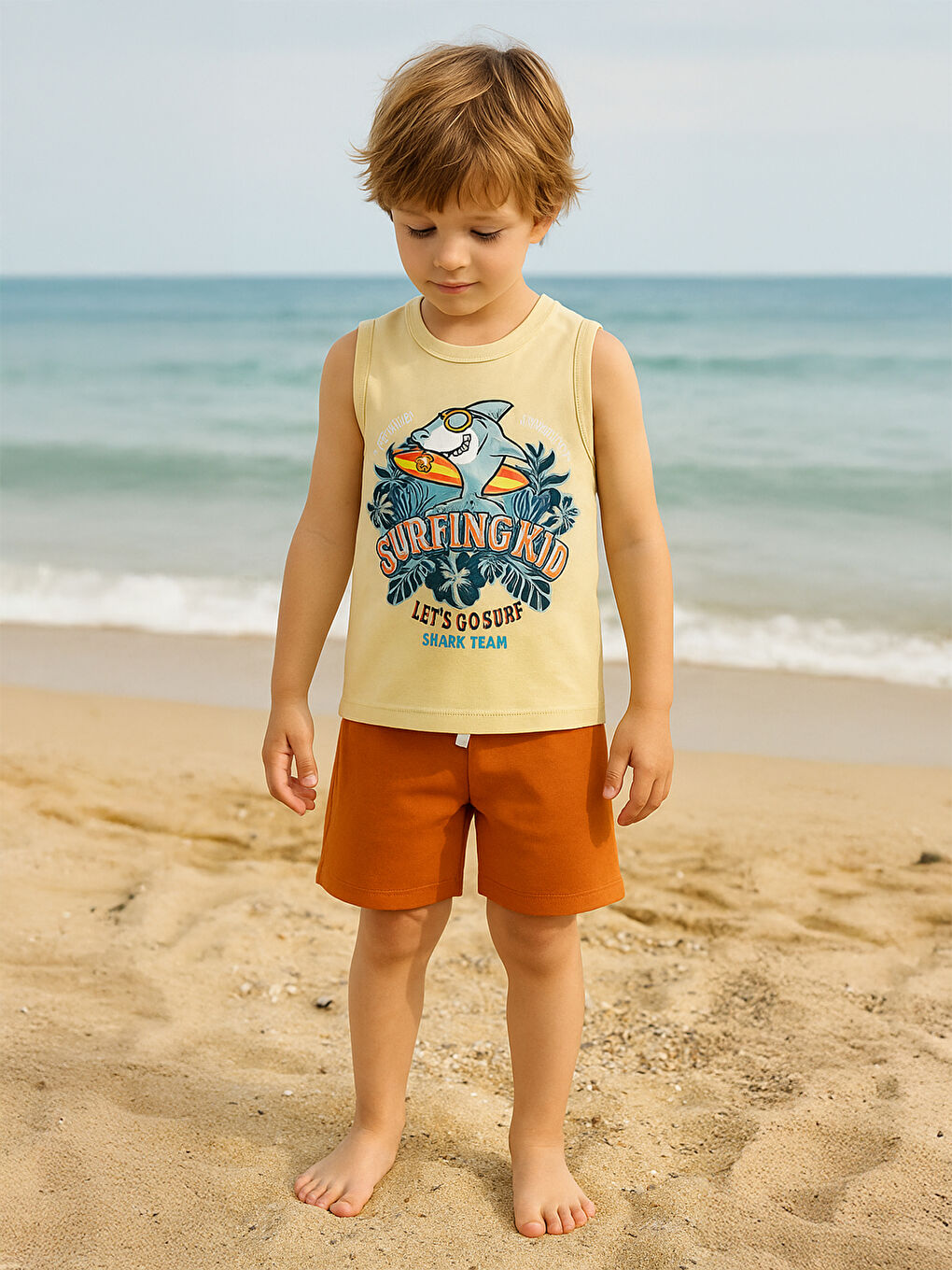 Bej Boys Erkek Çocuk Takım 2-5 Yaş Taş Rengi