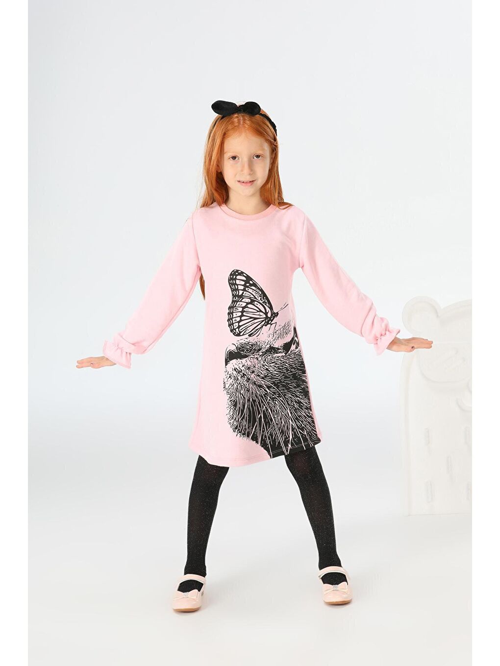 Pembe Pinky Cat Kız Çocuk Elbise