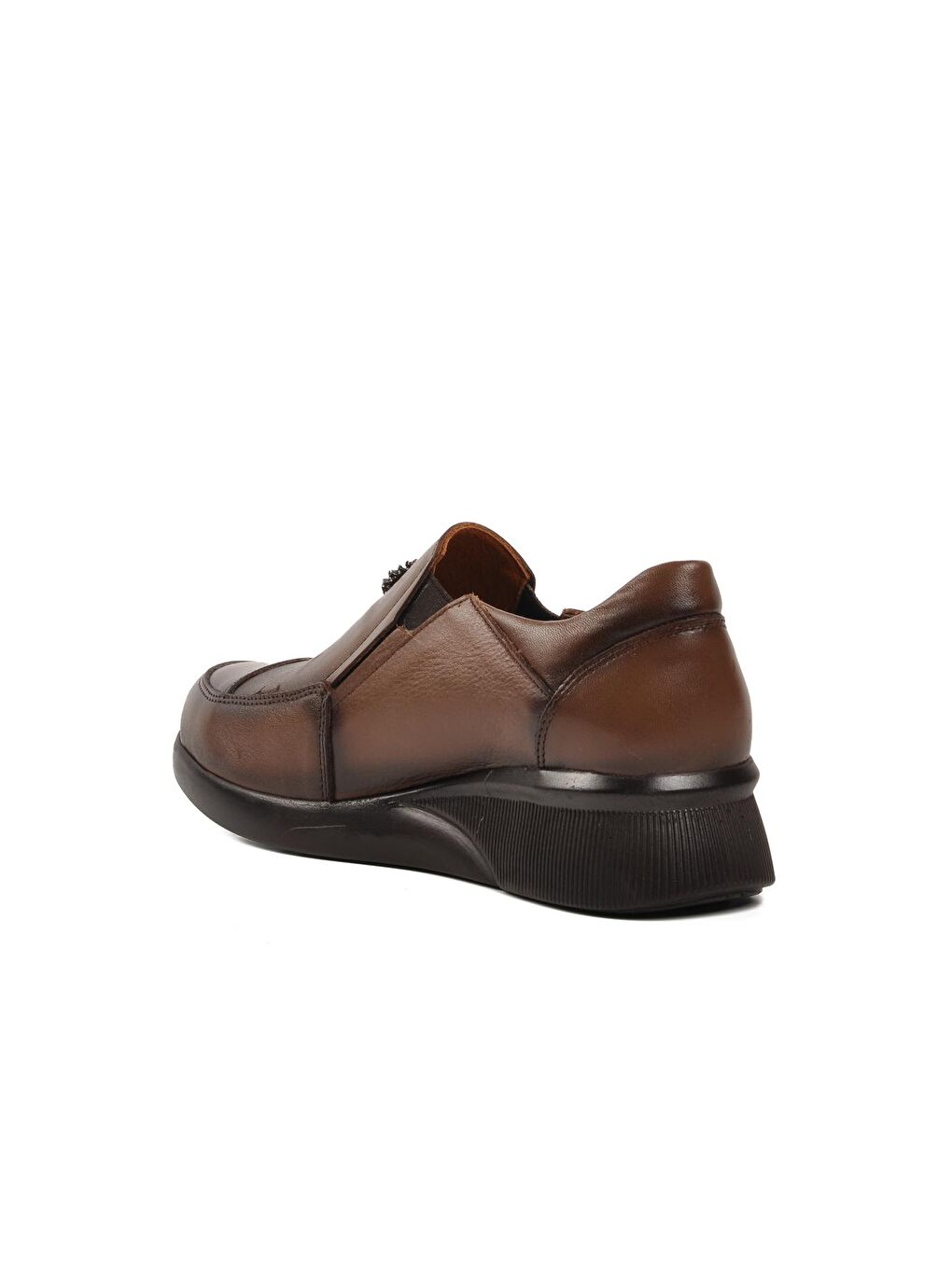 Kahverengi Hakiki Deri Kadın Klasik Ayakkabı 41-24K-3