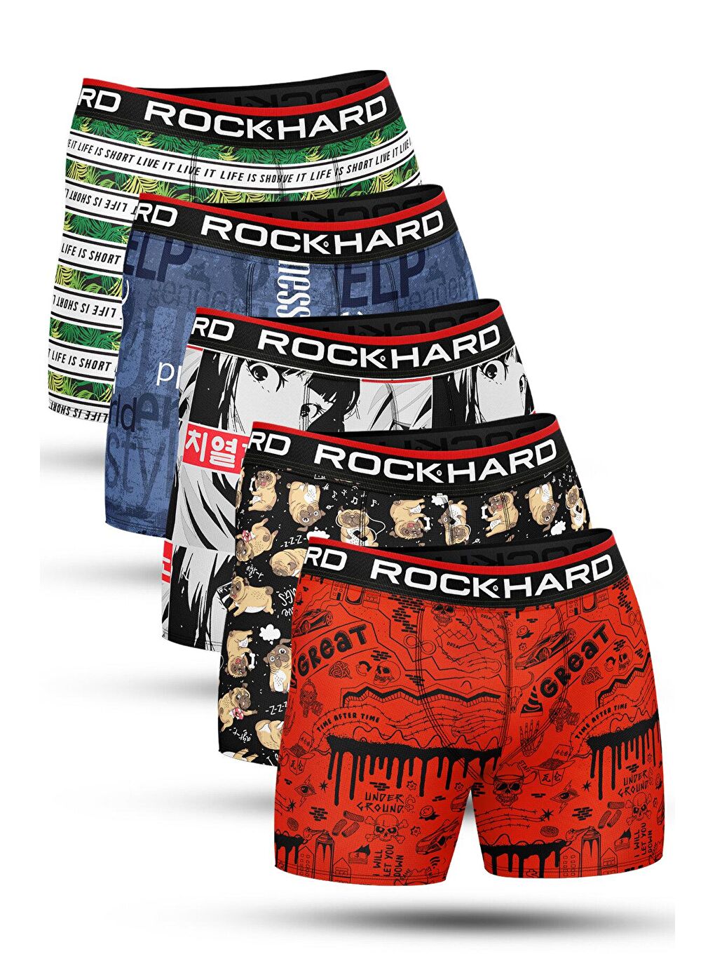 Karışık Erkek Baskılı Boxer 5'Li Paket