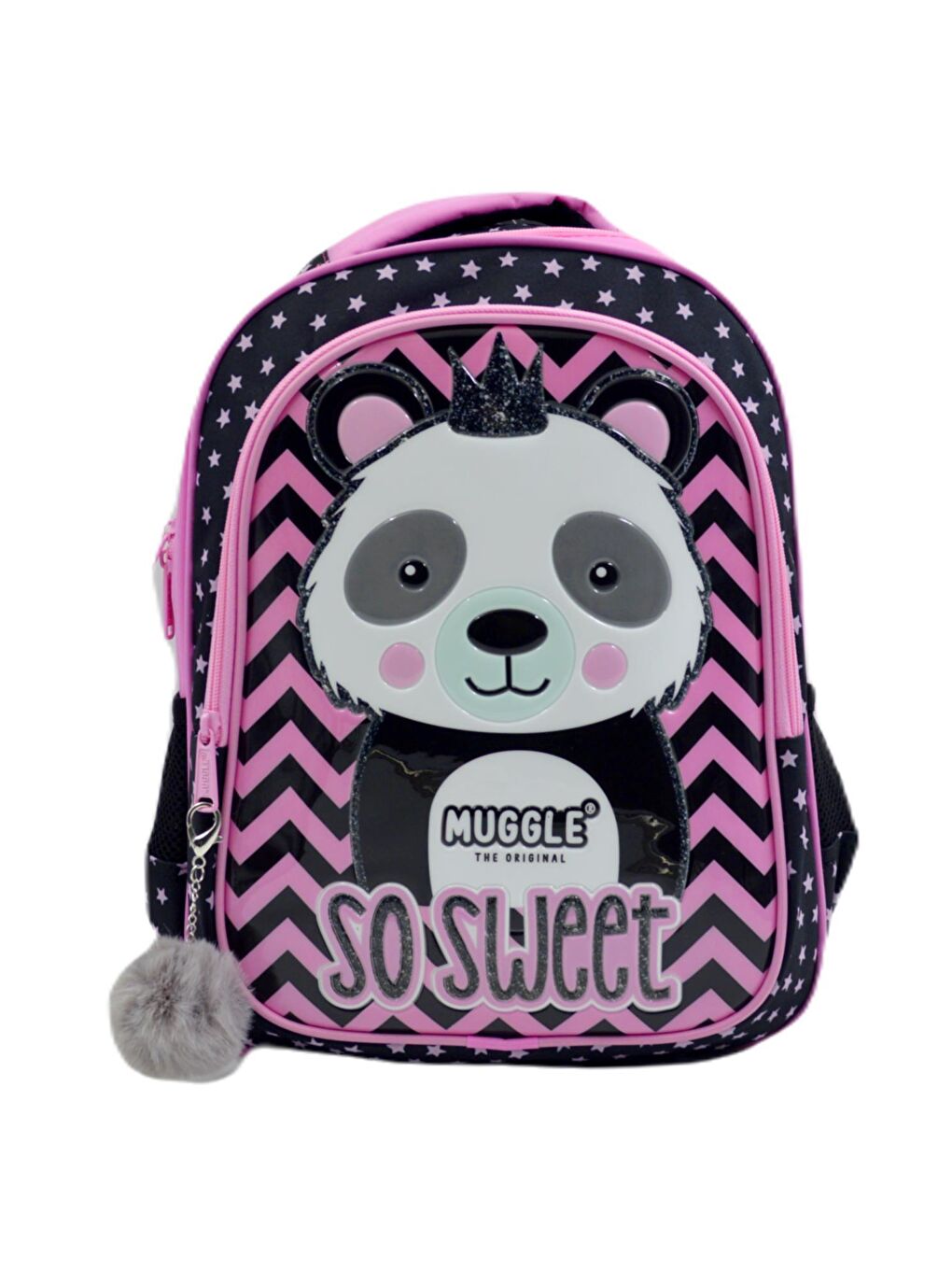 2 Bölmeli Panda Siyah Okul Sırt Çantası (MU-7303)