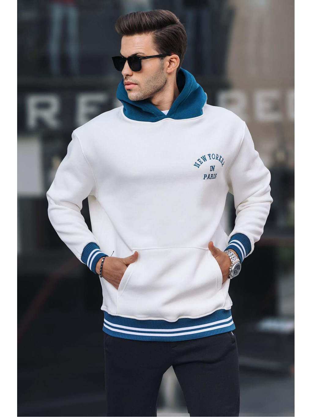 Ekru Oversize Kapüşonlu Sweatshirt 6139
