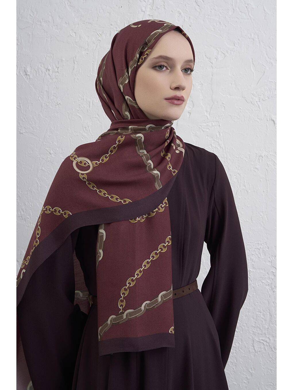 Bordo İpek Zincir Şal 2 05-3