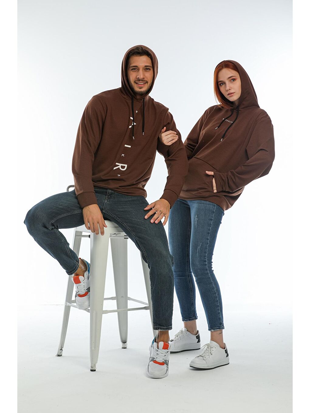 Süperlife Antrasit Kadın Kapüşonlu Oversize Brooklyn Baskılı Sweatshirt SPR22SWK161