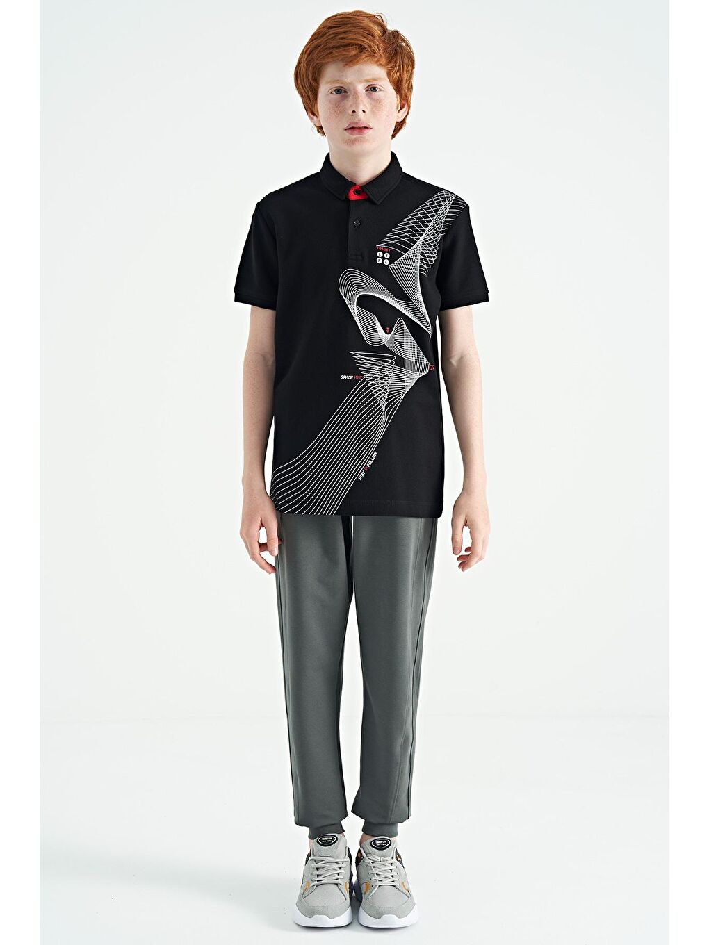 Haki Yan Şerit Renk Bloklu Standart Kalıp Jogger Erkek Çocuk Eşofman Alt - 11063