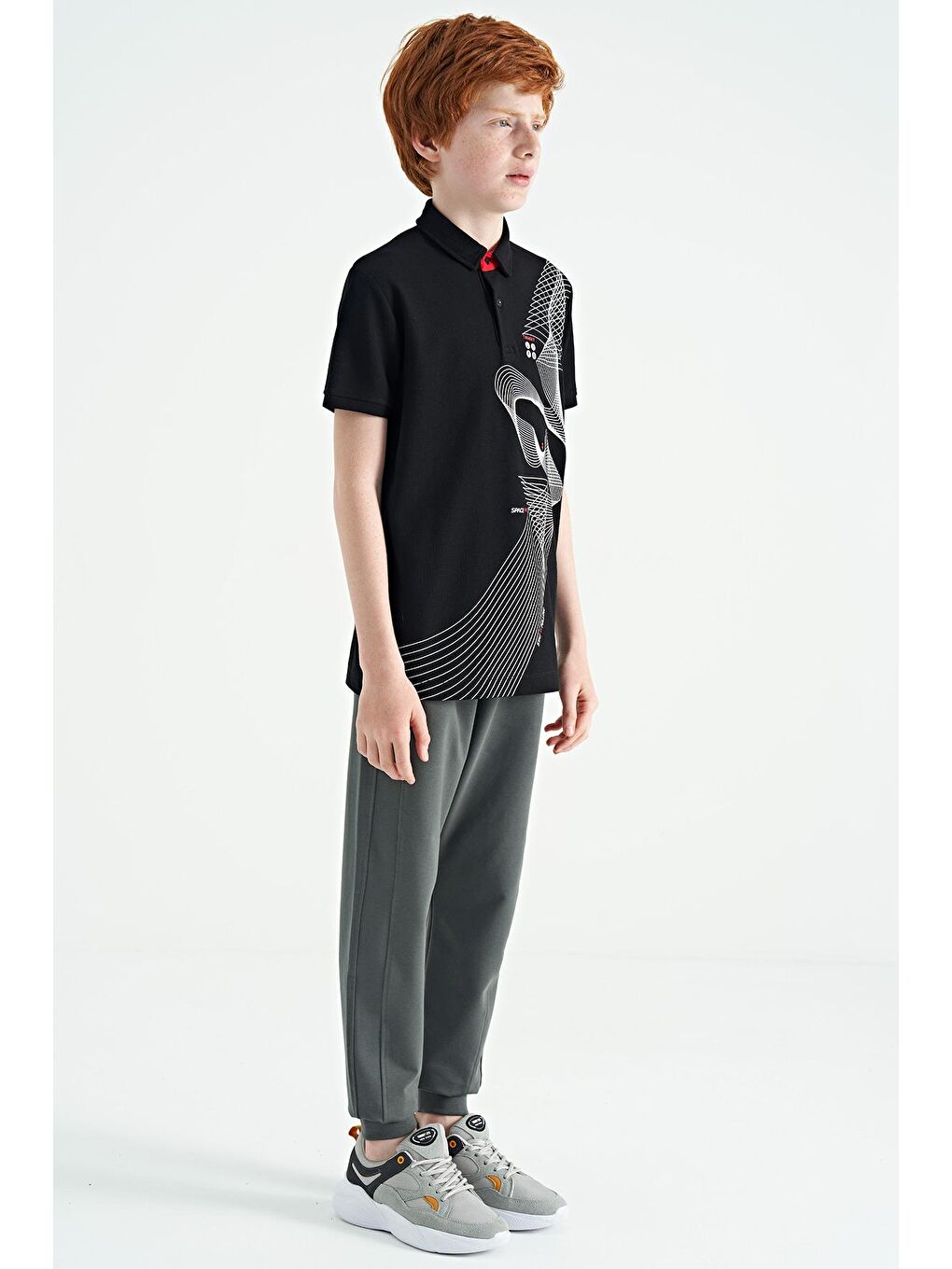 Haki Yan Şerit Renk Bloklu Standart Kalıp Jogger Erkek Çocuk Eşofman Alt - 11063-3