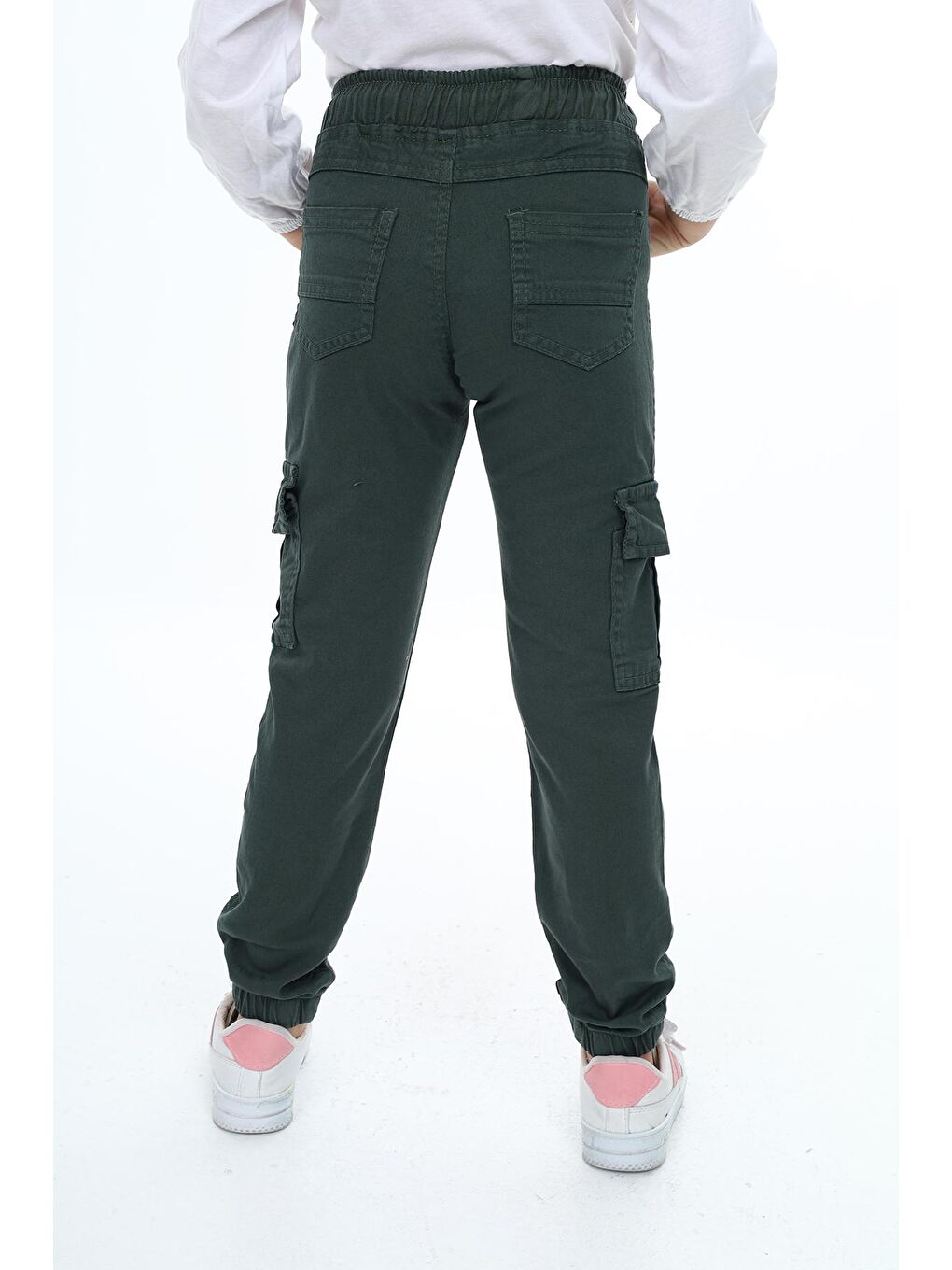 angelos Yeşil Kız Çocuk Kargo Cepli Gabardin Jogger Pantolon 5-12 Yaş Lx512 - 4