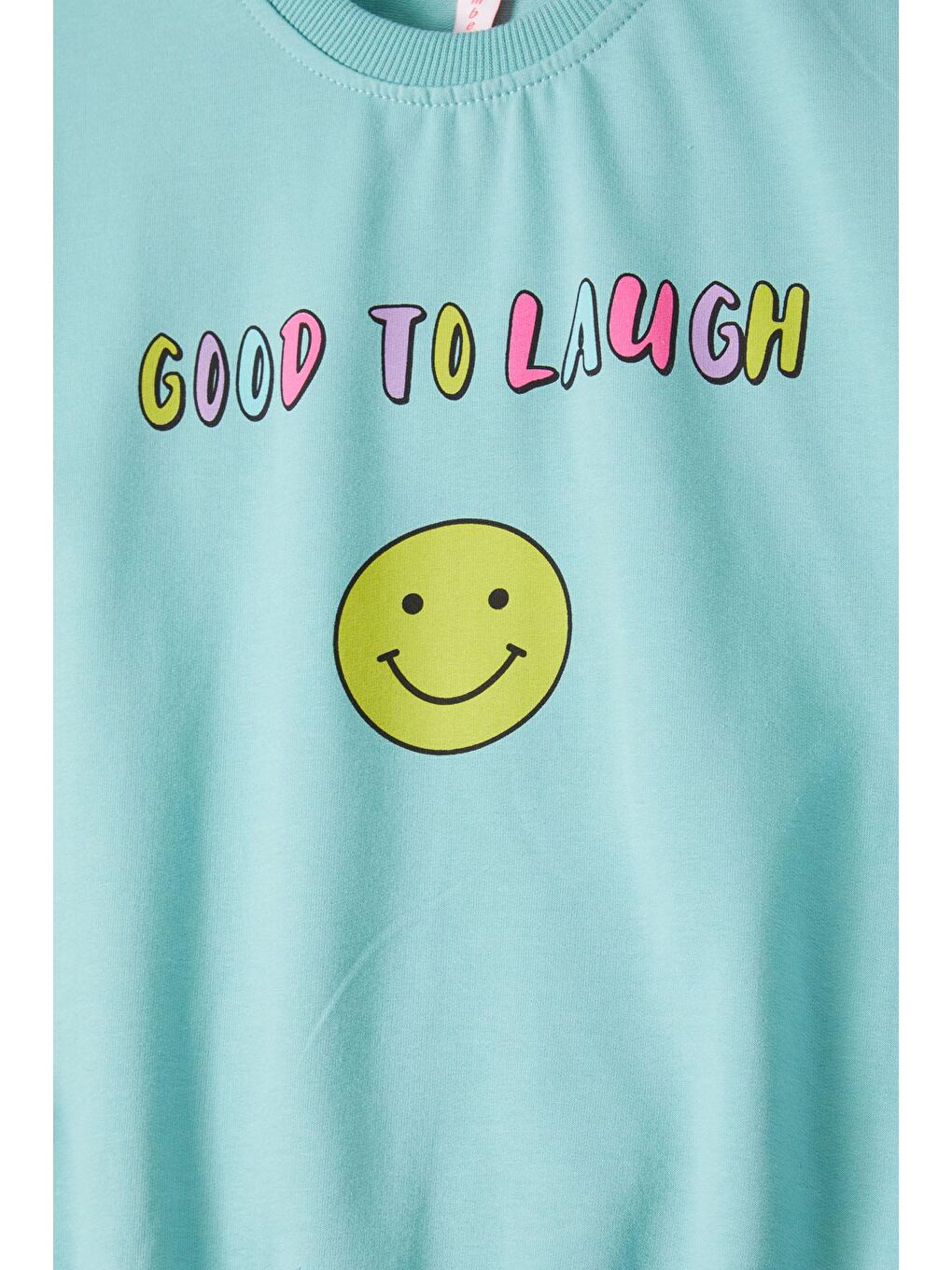 Yeşil Gülen Yüz Sırtı Baskılı Kız Çocuk Sweatshirt 16707-1