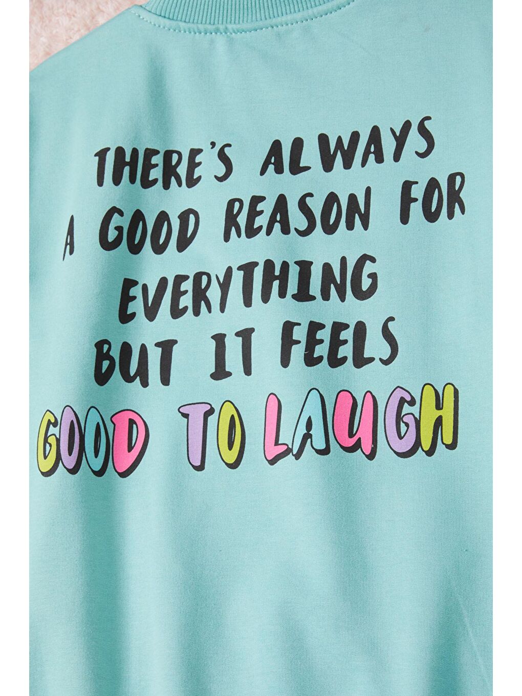 Yeşil Gülen Yüz Sırtı Baskılı Kız Çocuk Sweatshirt 16707-2