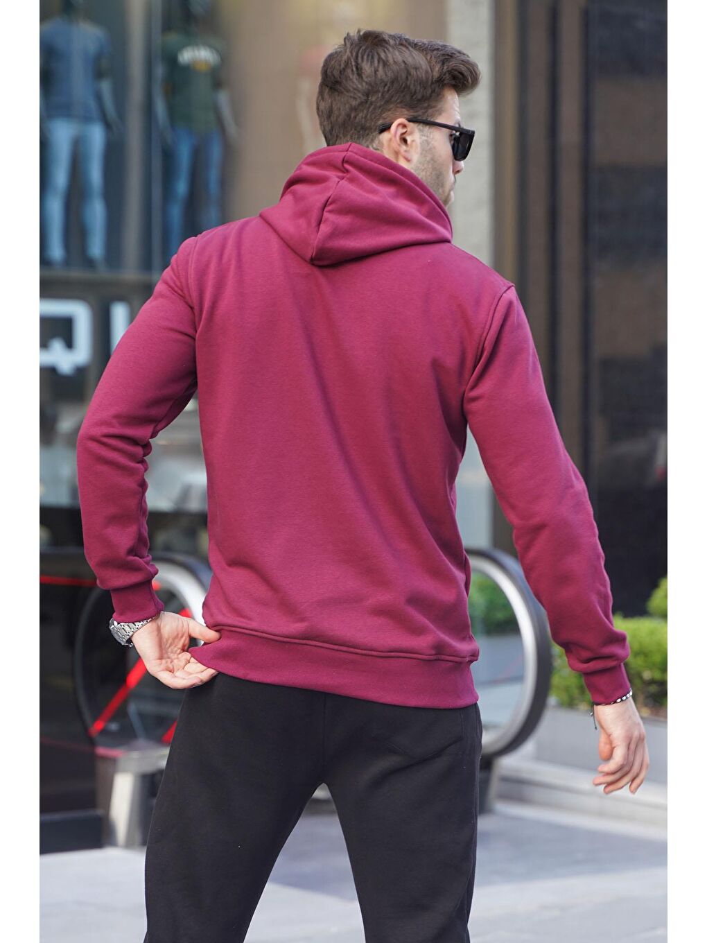 Madmext Bordo Baskılı Kapüşonlu Sweatshirt 6149 - 2