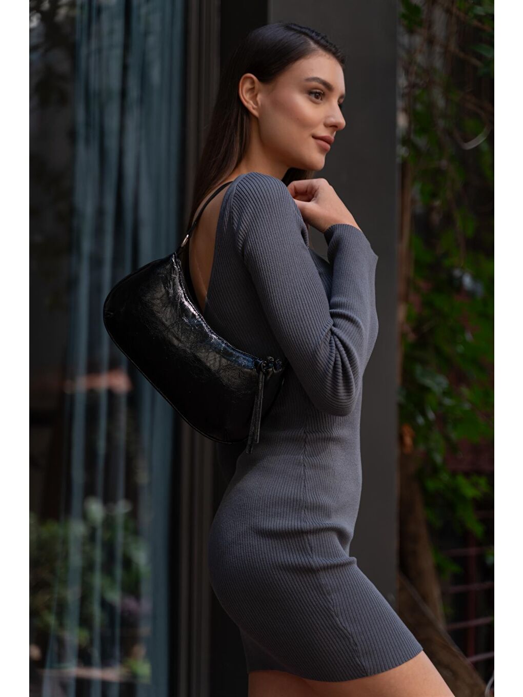 Omuz Çantası Siyah Rugan-1