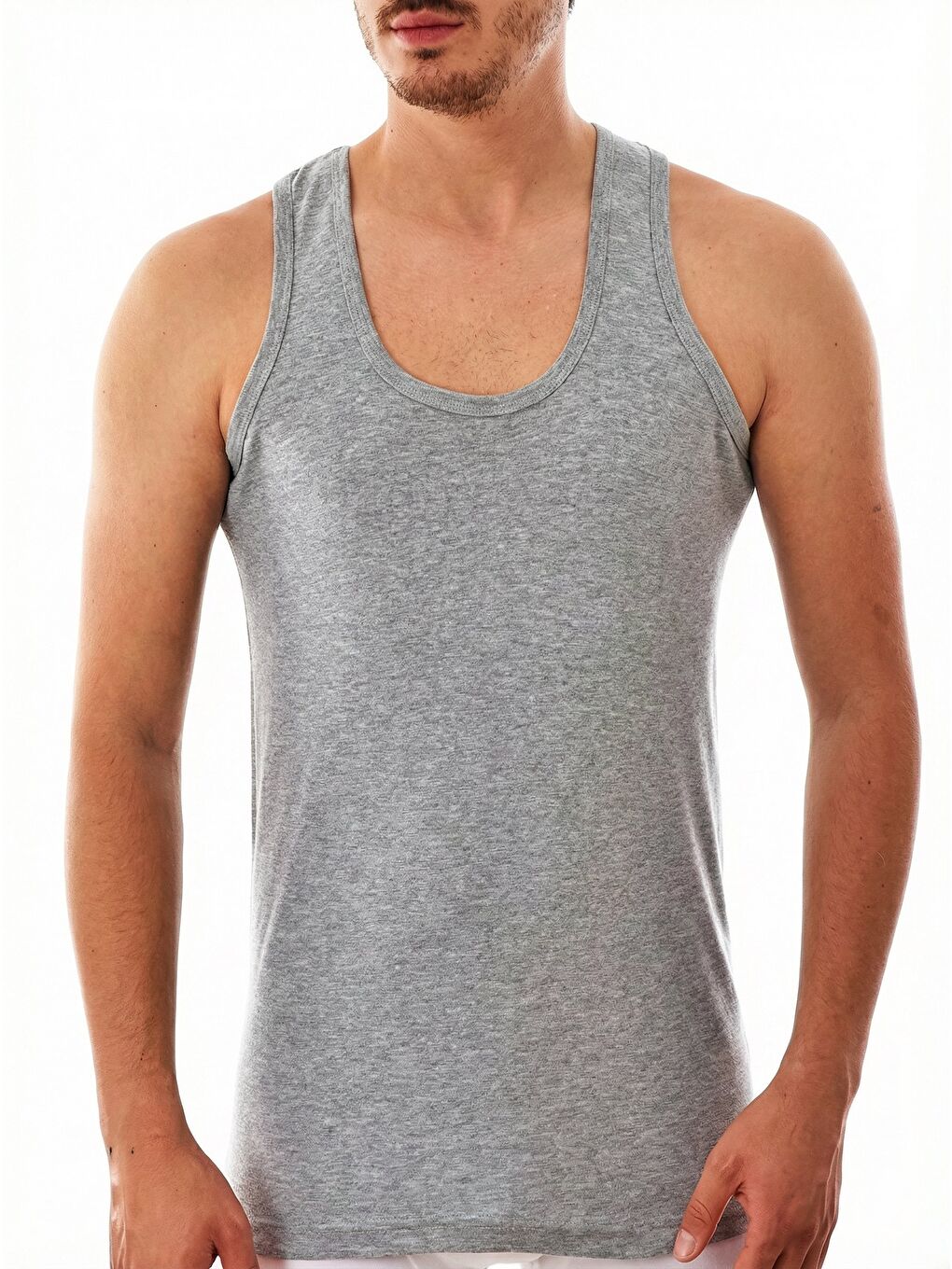 Gri U Yaka Erkek Atlet 6'lı