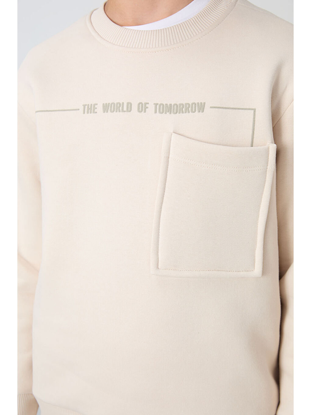 Bej Pamuklu Kalın İçi Tüylü Yumuşak Dokulu Standart Fit Baskılı Erkek Çocuk Eşofman Takım - 11257-2