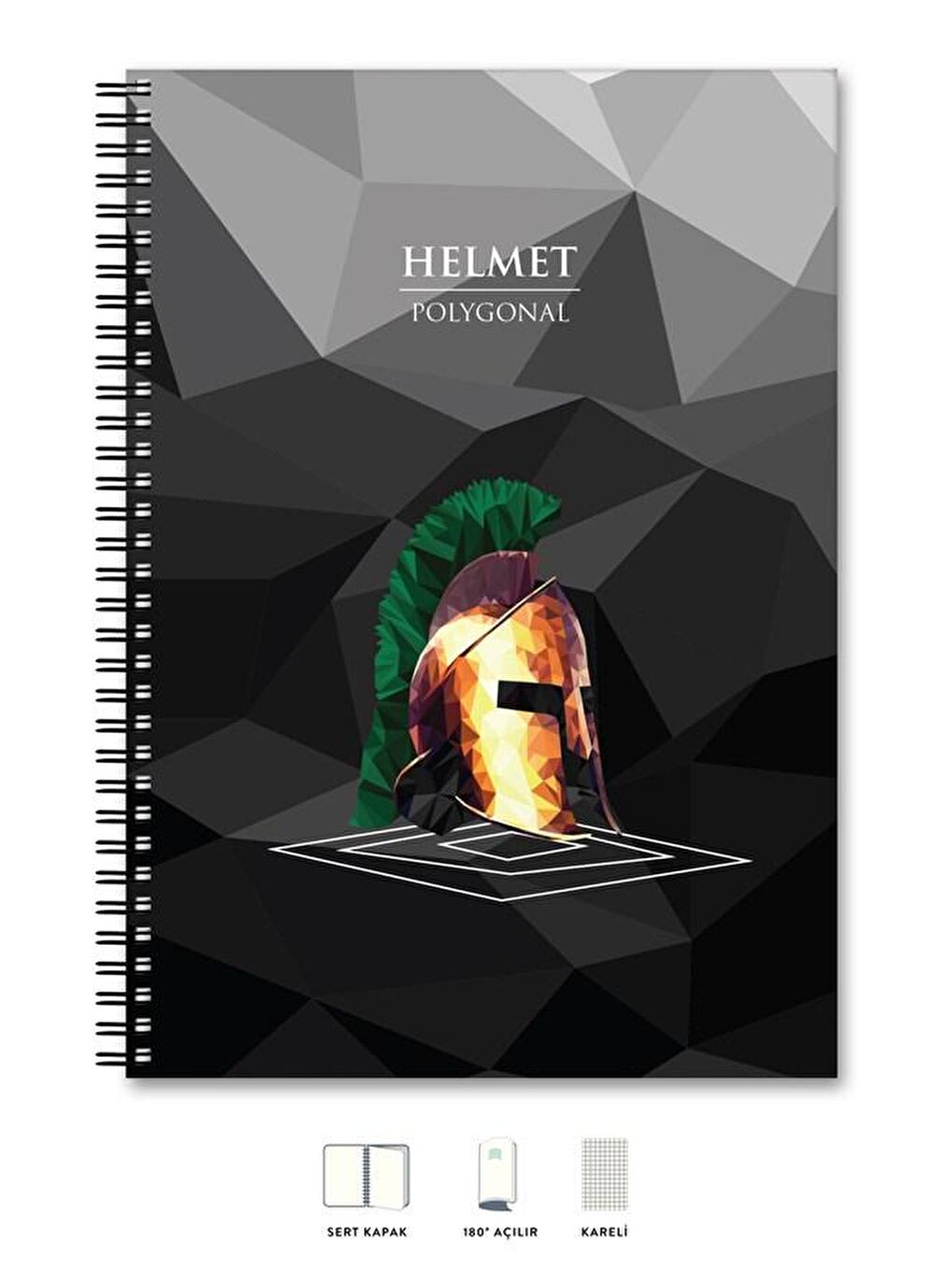 LE COLOR Siyah A4 Defter Kareli 200 syf Kask Polygonal