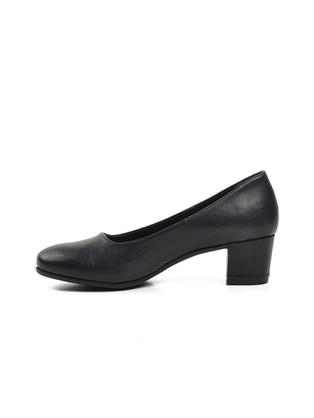 44158 Lacivert Hakiki Deri Kadın Topuklu Ayakkabı-1