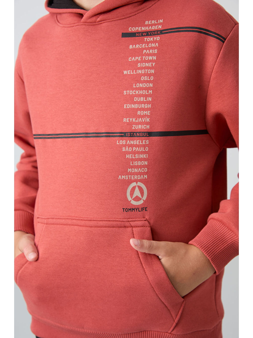 Kahverengi Kiremit Pamuklu Kalın İçi Tüylü Yumuşak Dokulu Standart Fit Baskılı Erkek Çocuk Sweatshirt - 11239-2