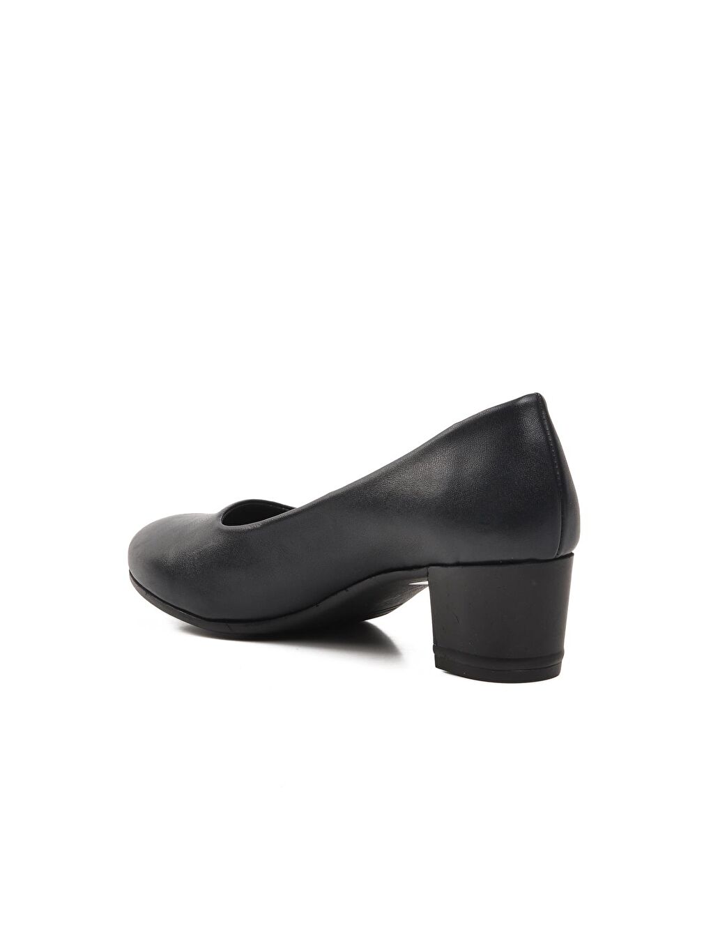 44158 Lacivert Hakiki Deri Kadın Topuklu Ayakkabı-3