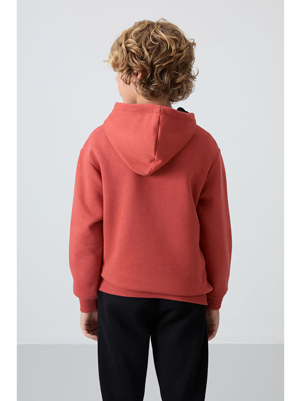 Kahverengi Kiremit Pamuklu Kalın İçi Tüylü Yumuşak Dokulu Standart Fit Baskılı Erkek Çocuk Sweatshirt - 11239-4