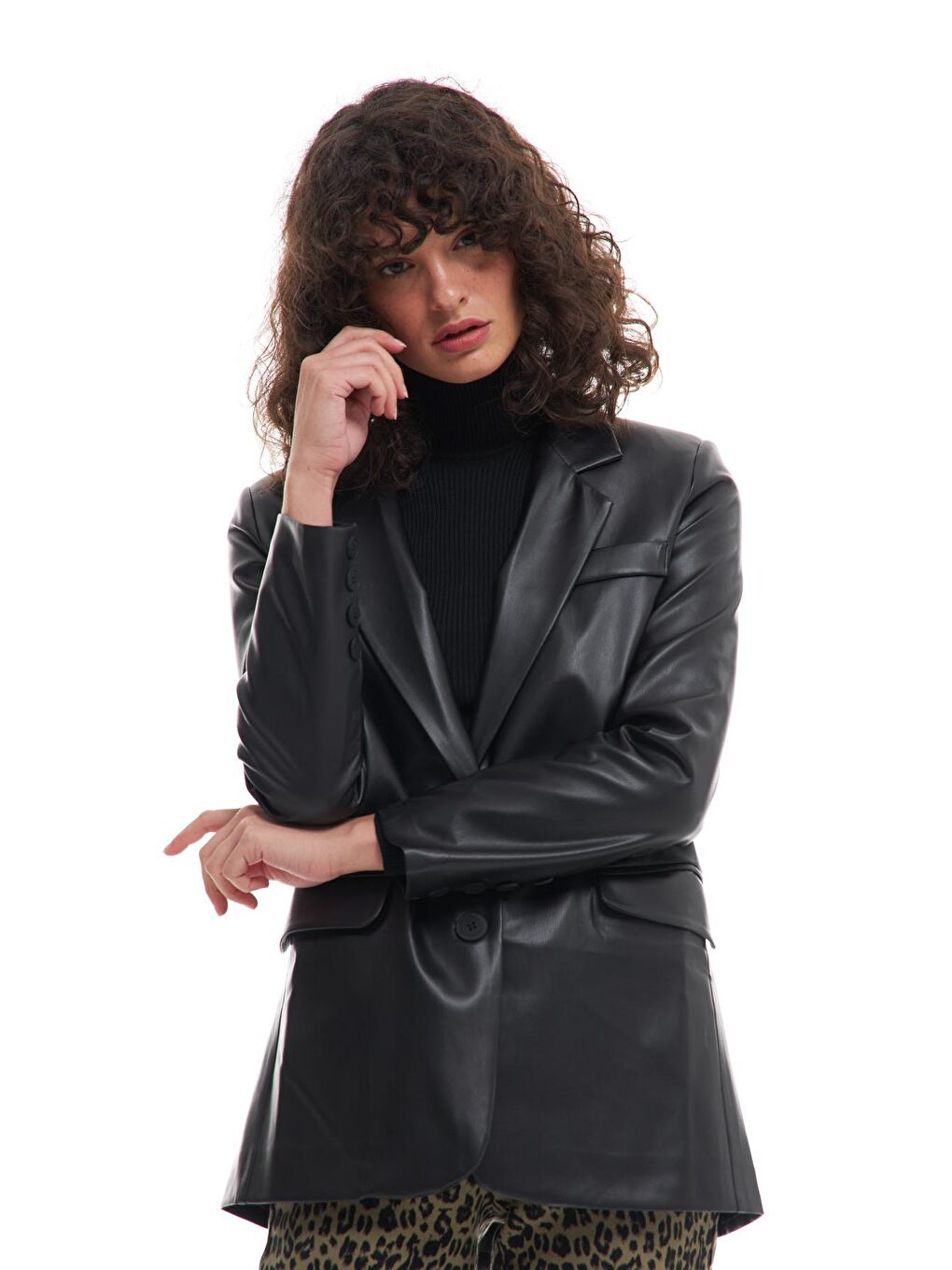 Blazer Deri Ceket Siyah