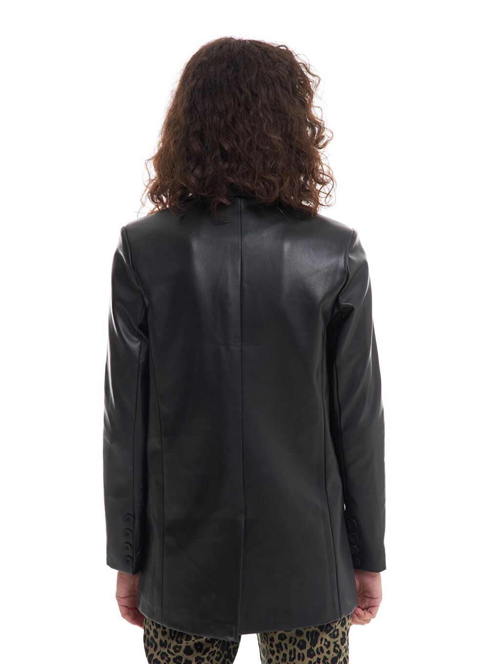 Blazer Deri Ceket Siyah-4
