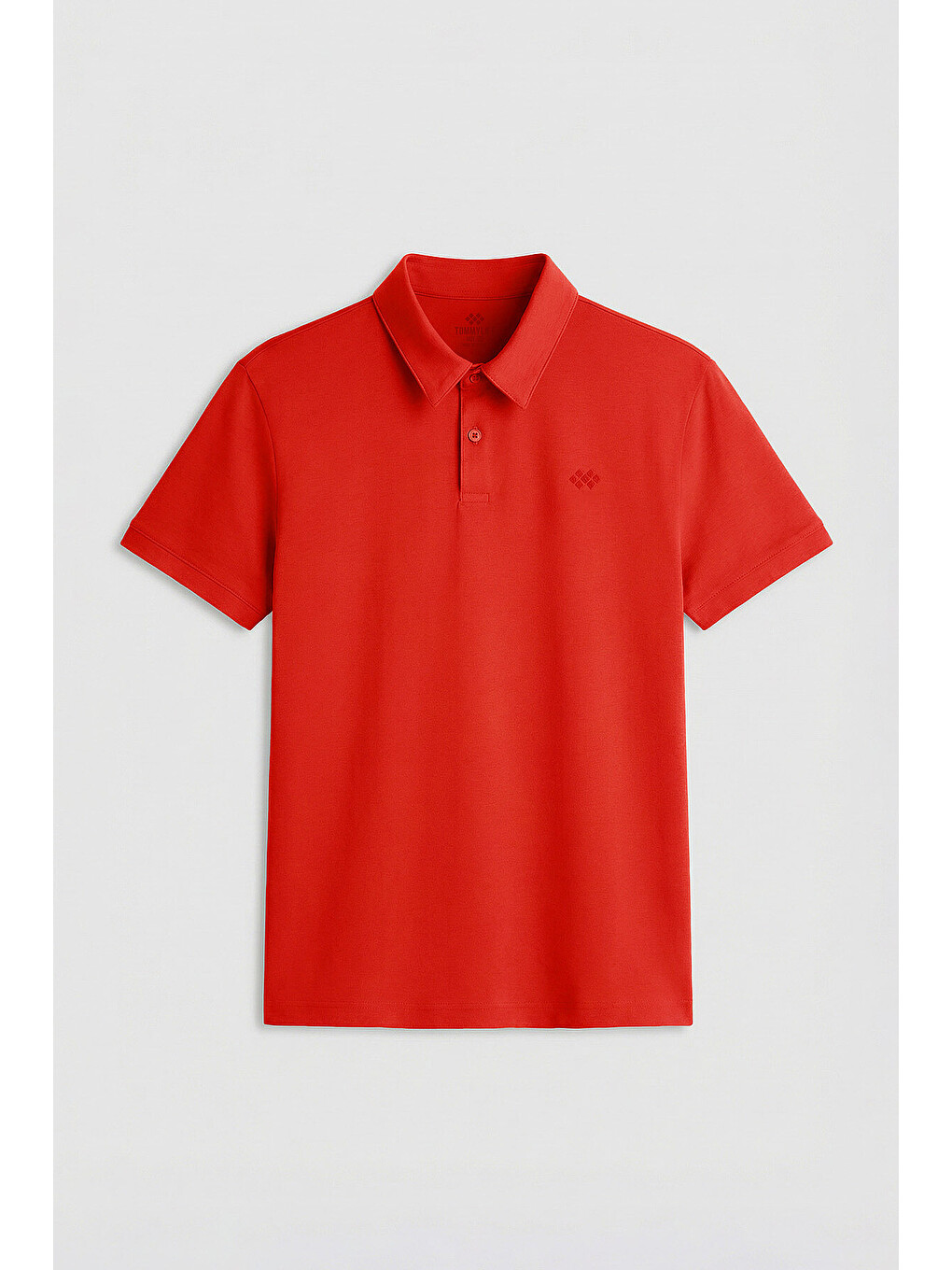 Kırmızı Basic Logolu Standart Kalıp Triko Polo Yaka Erkek Tişört - 87748-1