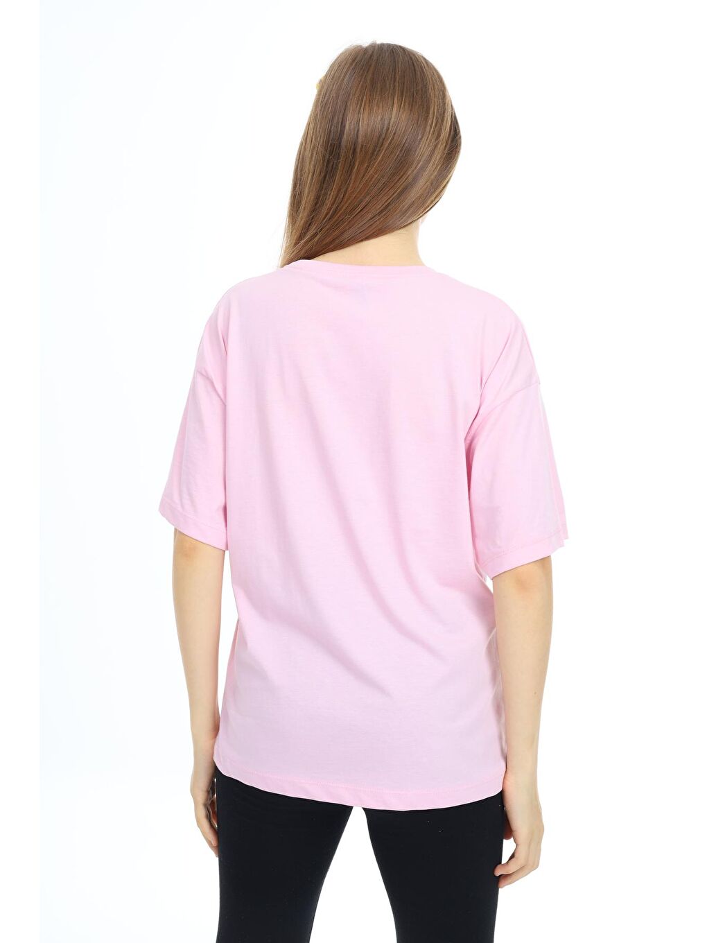 Pembe Kız Çocuk Tasarım Yazı Desenli T-Shirt 9-14 Yaş Lx038-4