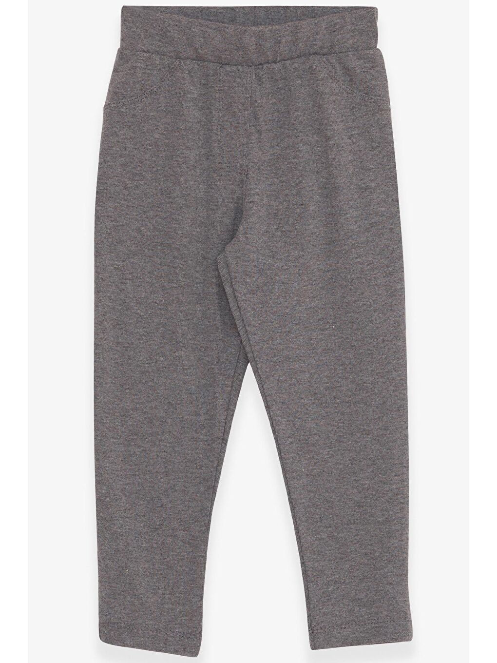 Kız Bebek Tayt Pantolon Arkası Cepli Koyu Gri Melanj (2 Yaş)