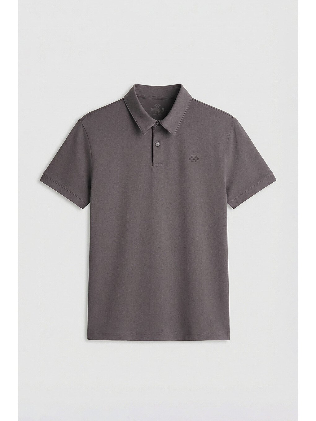 Koyu Gri Basic Logolu Standart Kalıp Triko Polo Yaka Erkek Tişört - 87748-1