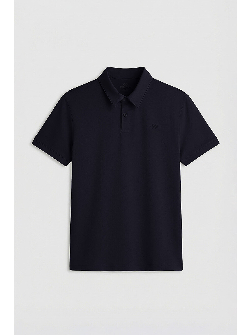 Lacivert Basic Logolu Standart Kalıp Triko Polo Yaka Erkek Tişört - 87748-1