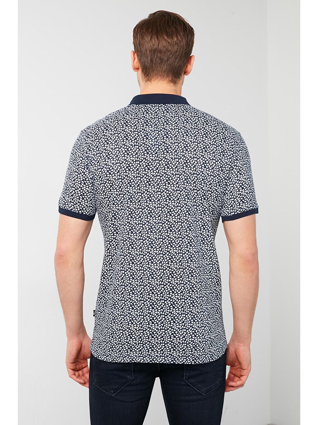 Lacivert % 100 Pamuklu Desenli Polo Yaka Tişört 5968004-3