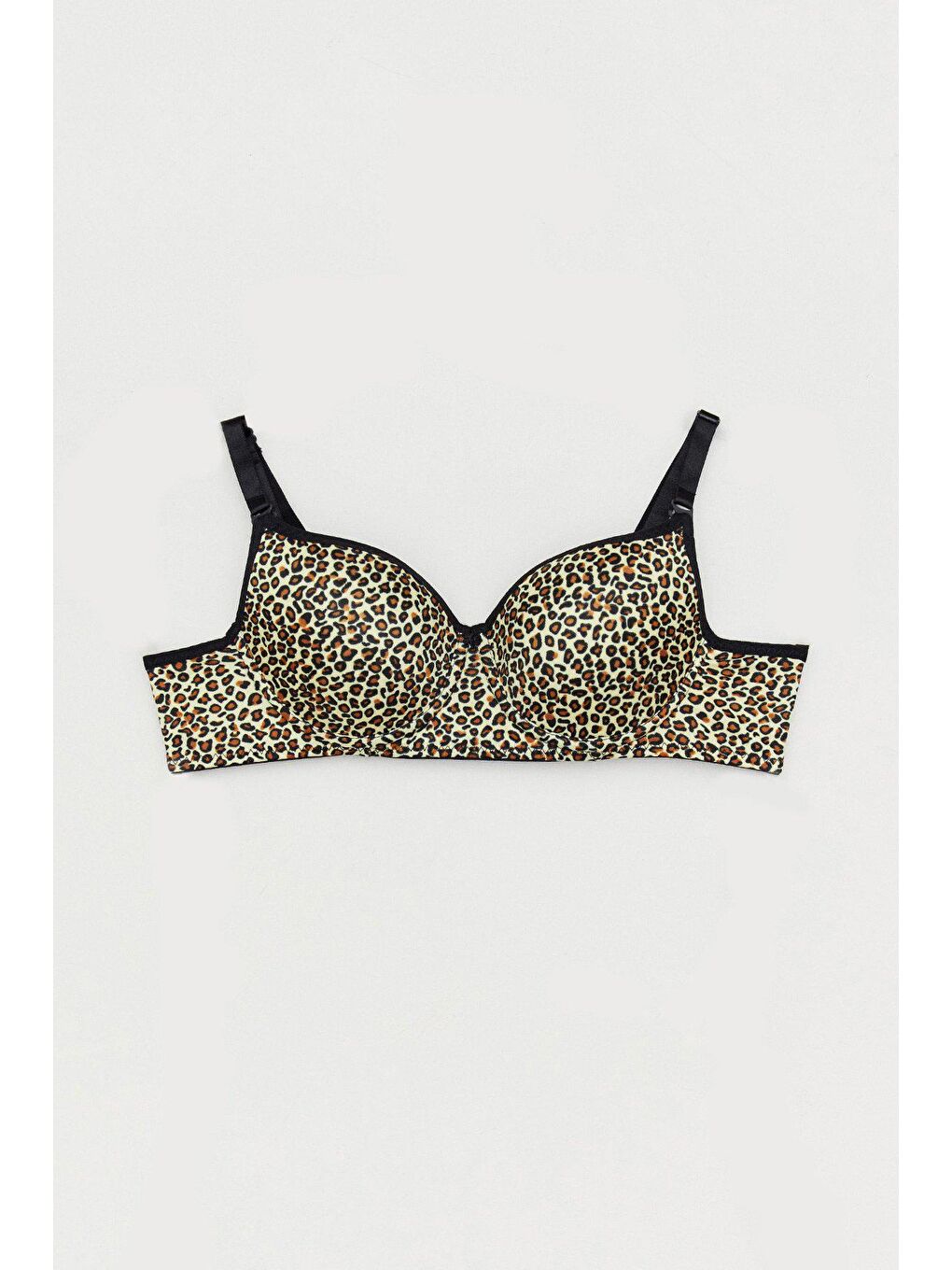 Siyah Leopar Desenli Desteksiz Sütyen