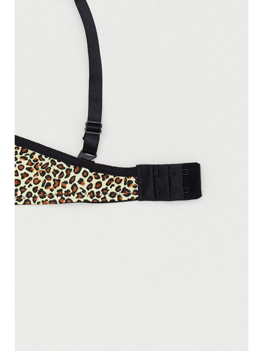 Siyah Leopar Desenli Desteksiz Sütyen-1