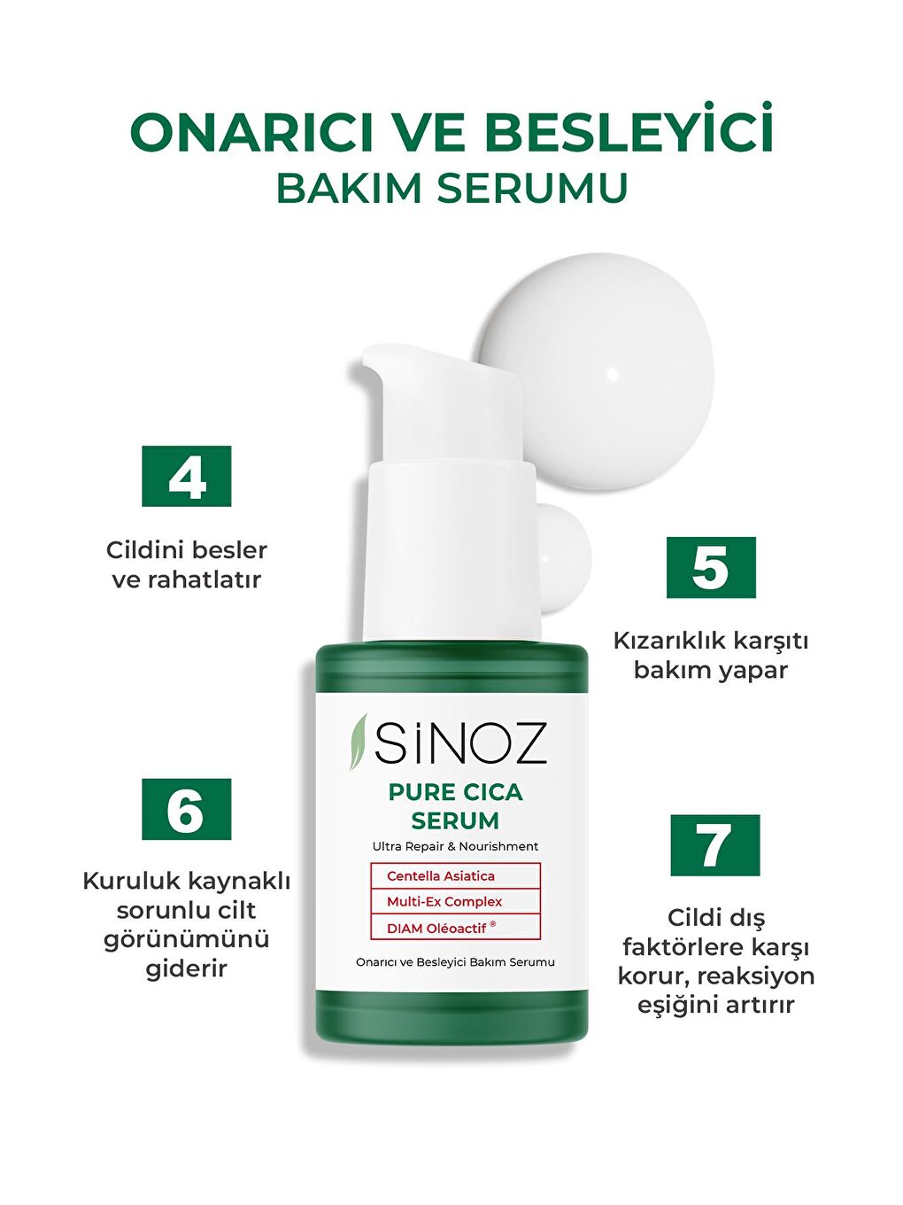 Sinoz Pure Cica Ultra Onarıcı ve Besleyici Bakım Serumu 30 ml - 2