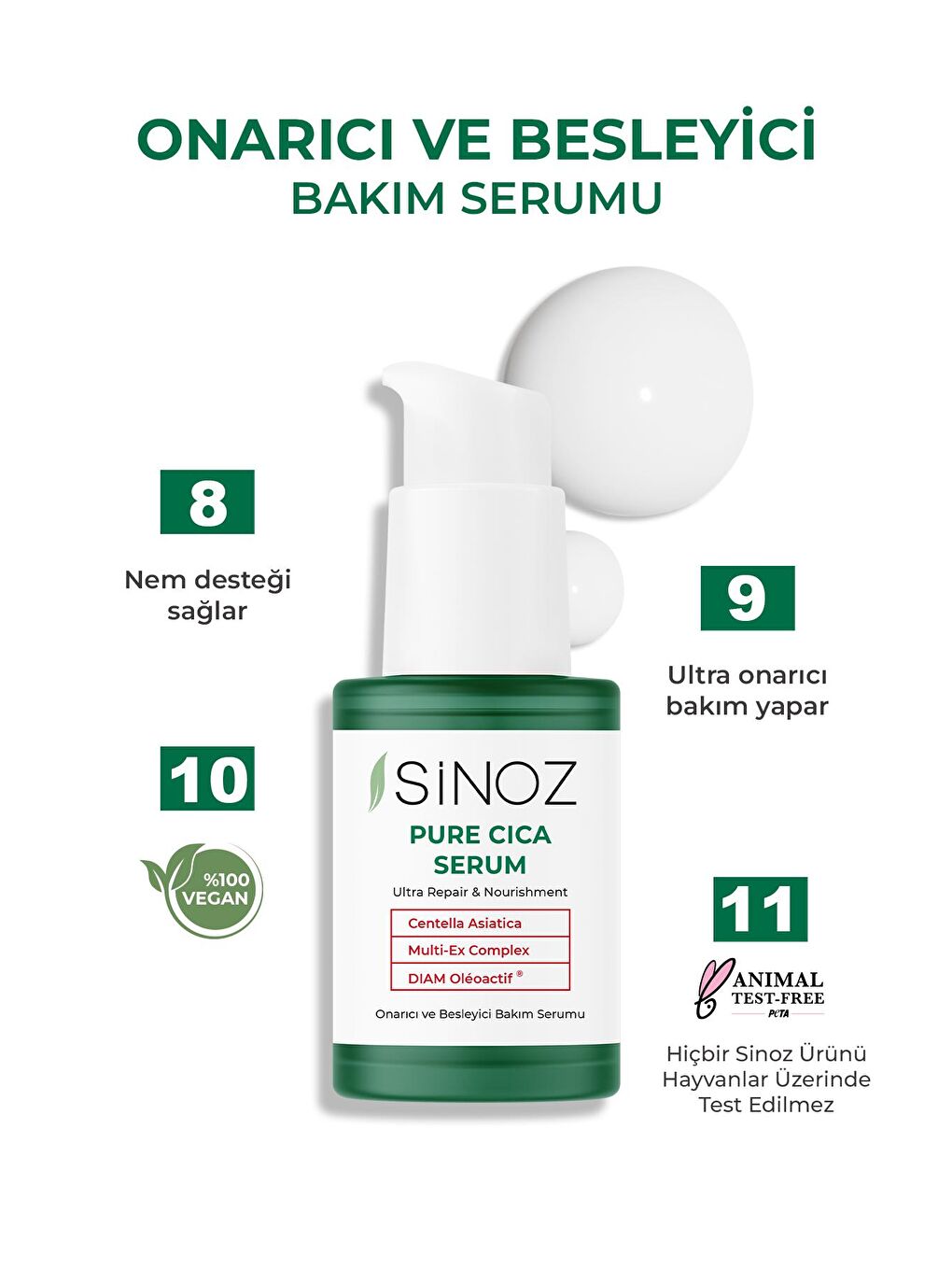 Sinoz Pure Cica Ultra Onarıcı ve Besleyici Bakım Serumu 30 ml - 3