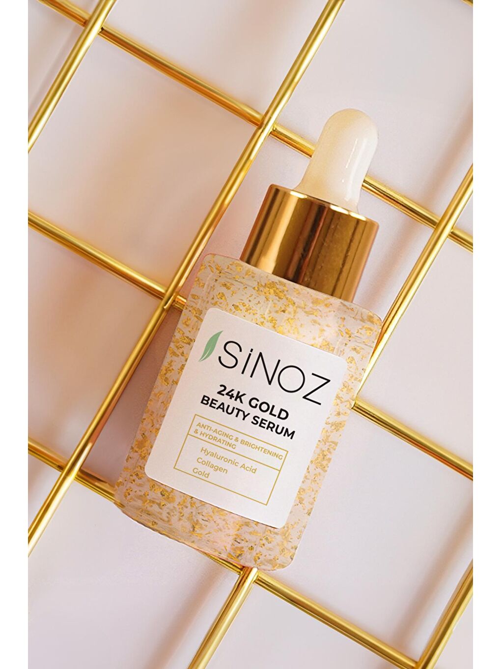 Sinoz 24K Altın Parçacıklı Hyaluronik Asit İçeren Kırışıklık Karşıtı Kolajen Cilt Bakım Serum 30 ML - 2