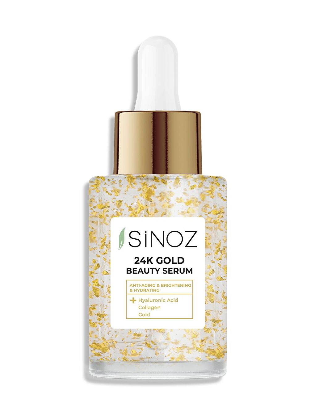 Sinoz 24K Altın Parçacıklı Hyaluronik Asit İçeren Kırışıklık Karşıtı Kolajen Cilt Bakım Serum 30 ML - 3