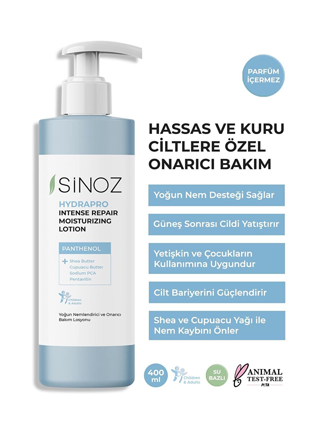 Sinoz Yoğun Nemlendirici ve Onarıcı Bakım Losyonu 400 ML