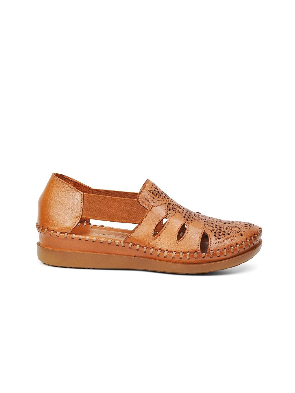 Kahverengi Taba Hakiki Deri Kadın Sandalet 21793514