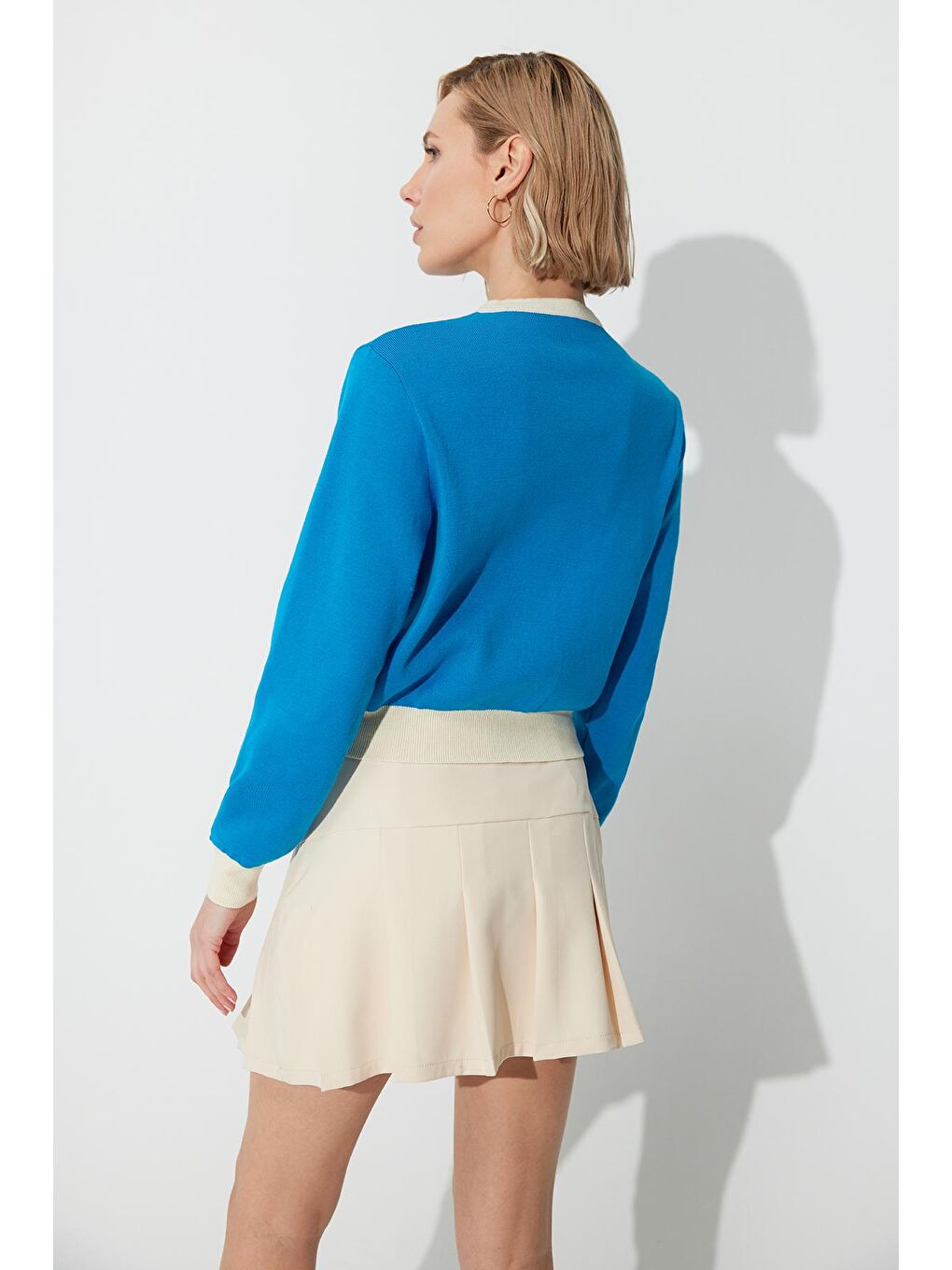 Mavi Bisiklet Yaka Düğmeli Triko Hırka-4