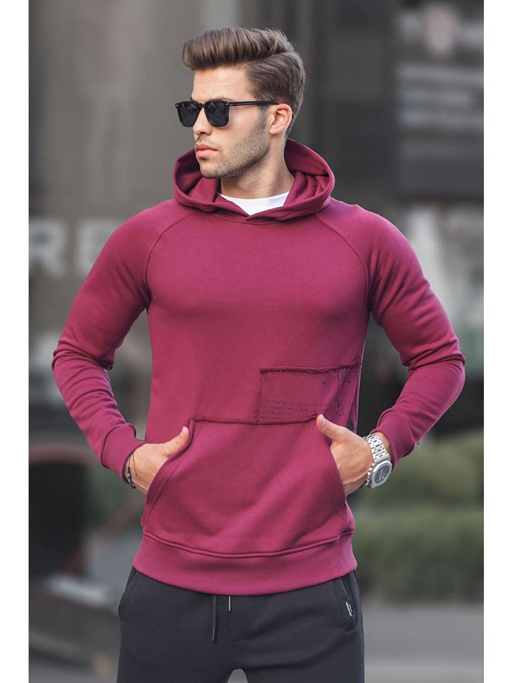 Madmext Bordo Kapüşonlu Sweatshirt 6151