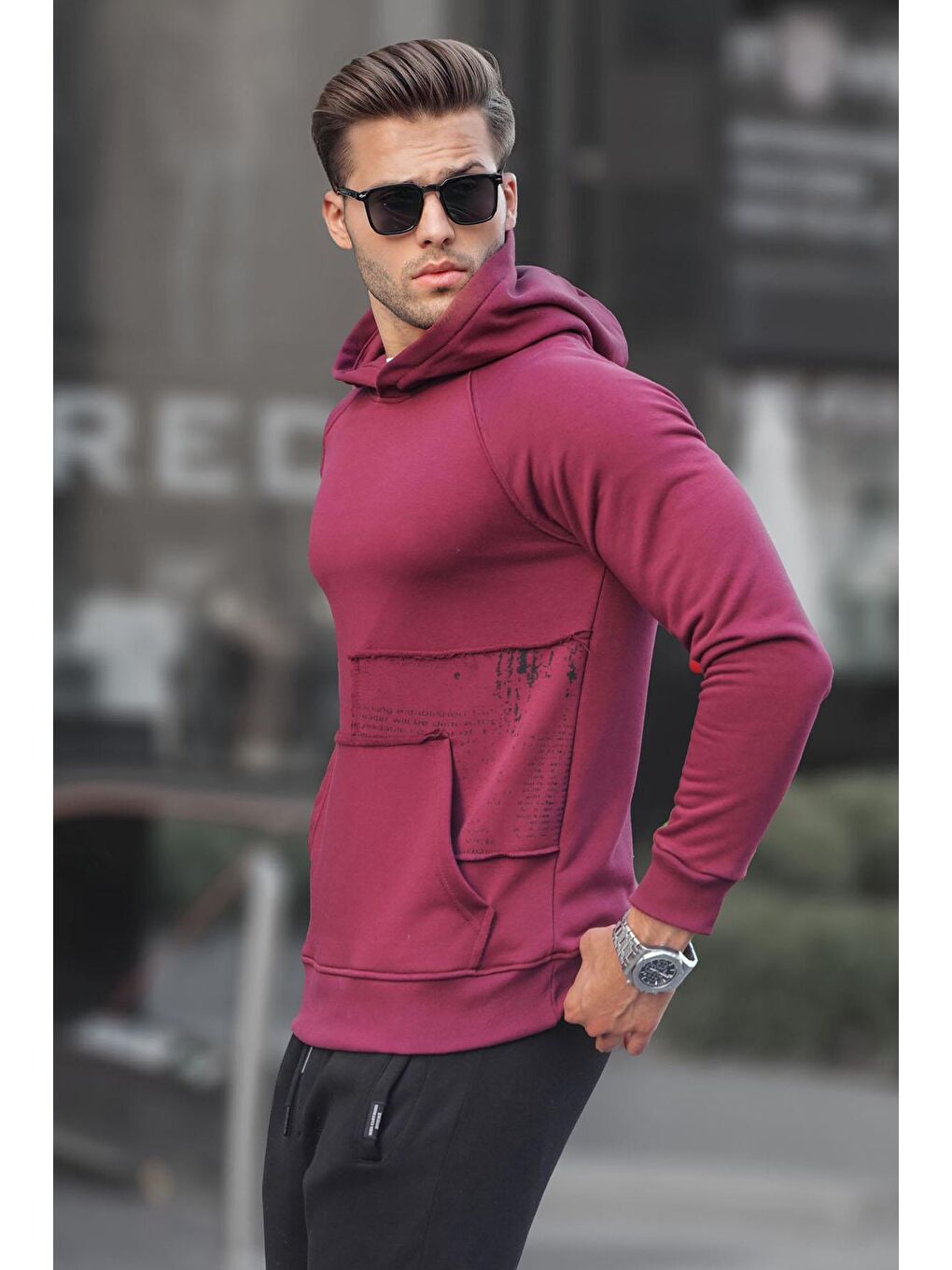 Madmext Bordo Kapüşonlu Sweatshirt 6151 - 1