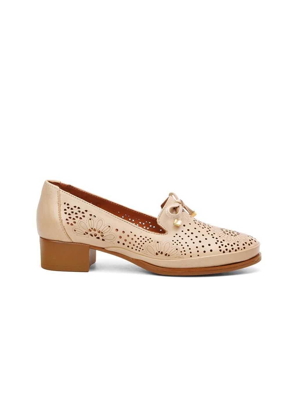 Bej Hakiki Deri Kadın Klasik Ayakkabı 1709214