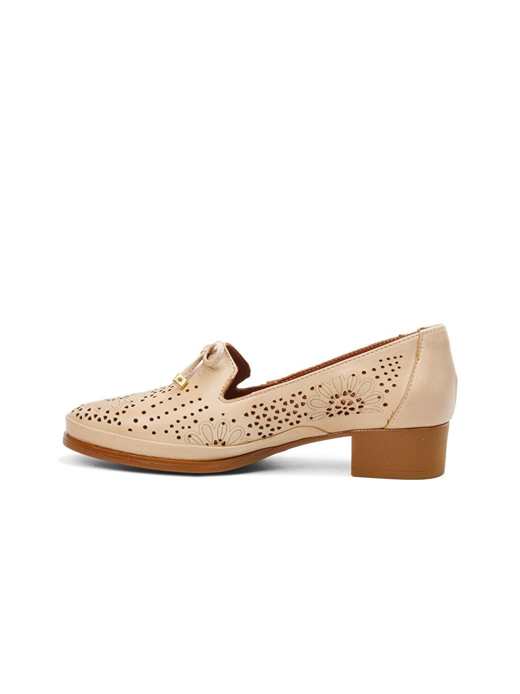 Bej Hakiki Deri Kadın Klasik Ayakkabı 1709214-1