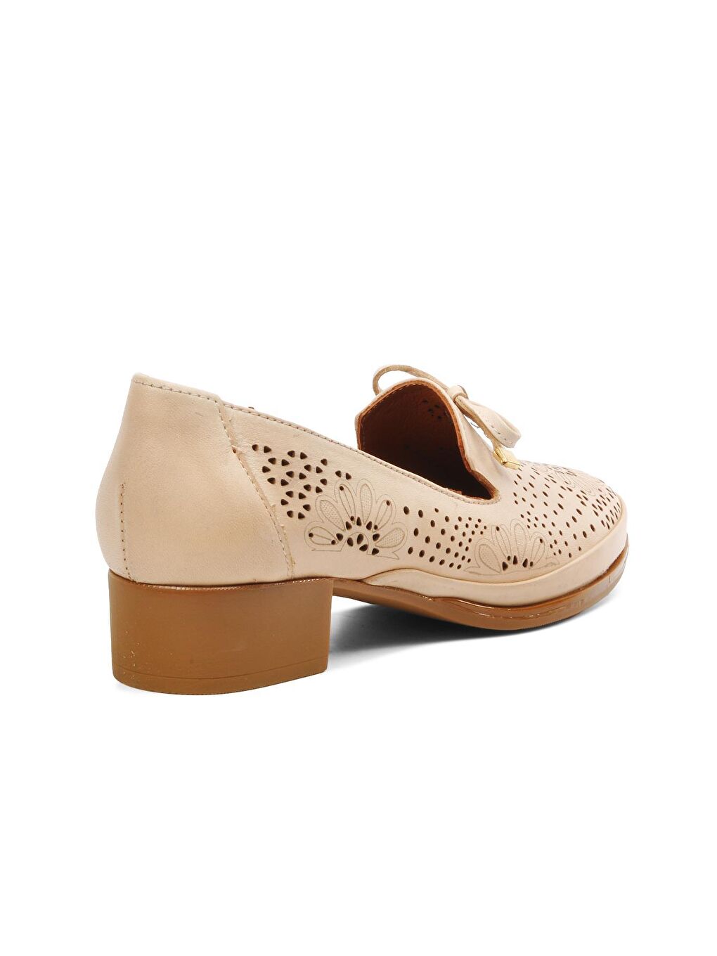 Bej Hakiki Deri Kadın Klasik Ayakkabı 1709214-3