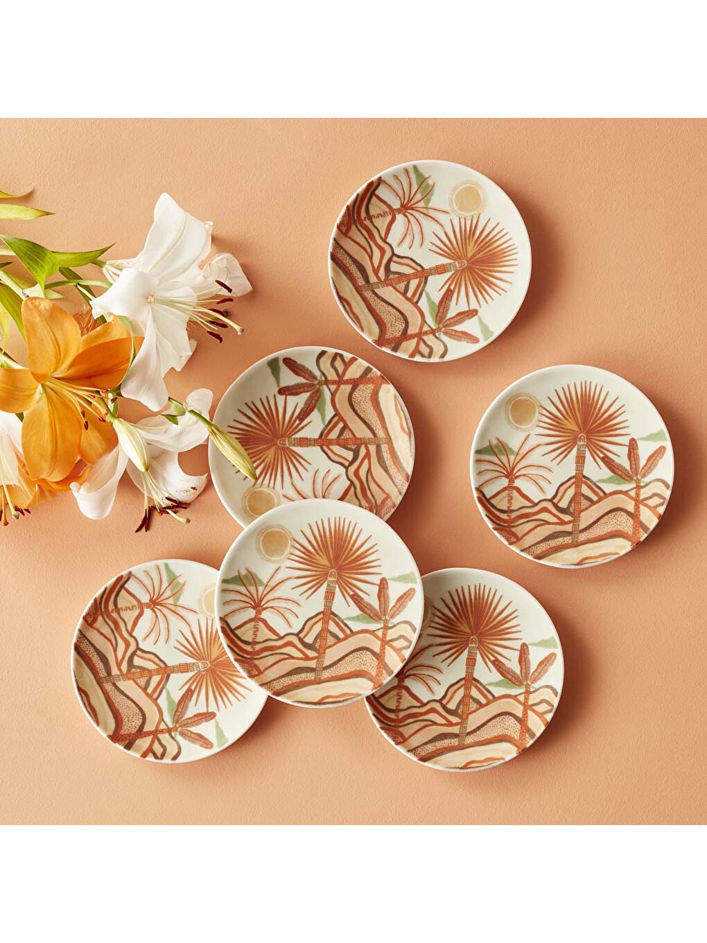 Karışık Safari Porselen Pasta Tabağı 6'lı Mix