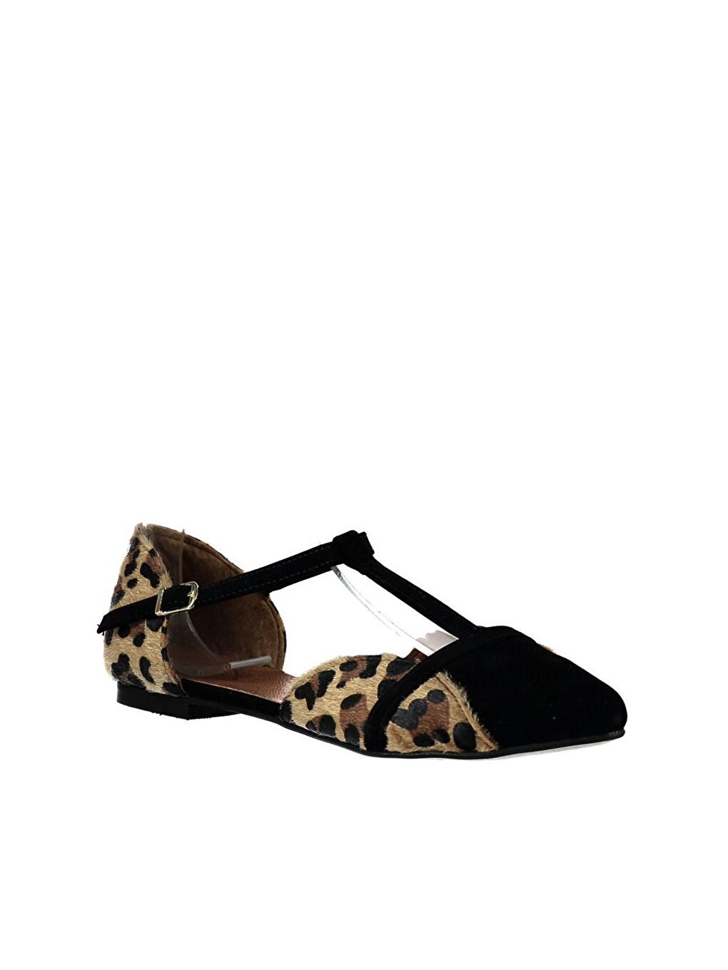 Fox Shoes Kahverengi-Siyah Leopar/Siyah Kadın Babet B726881802 - 1