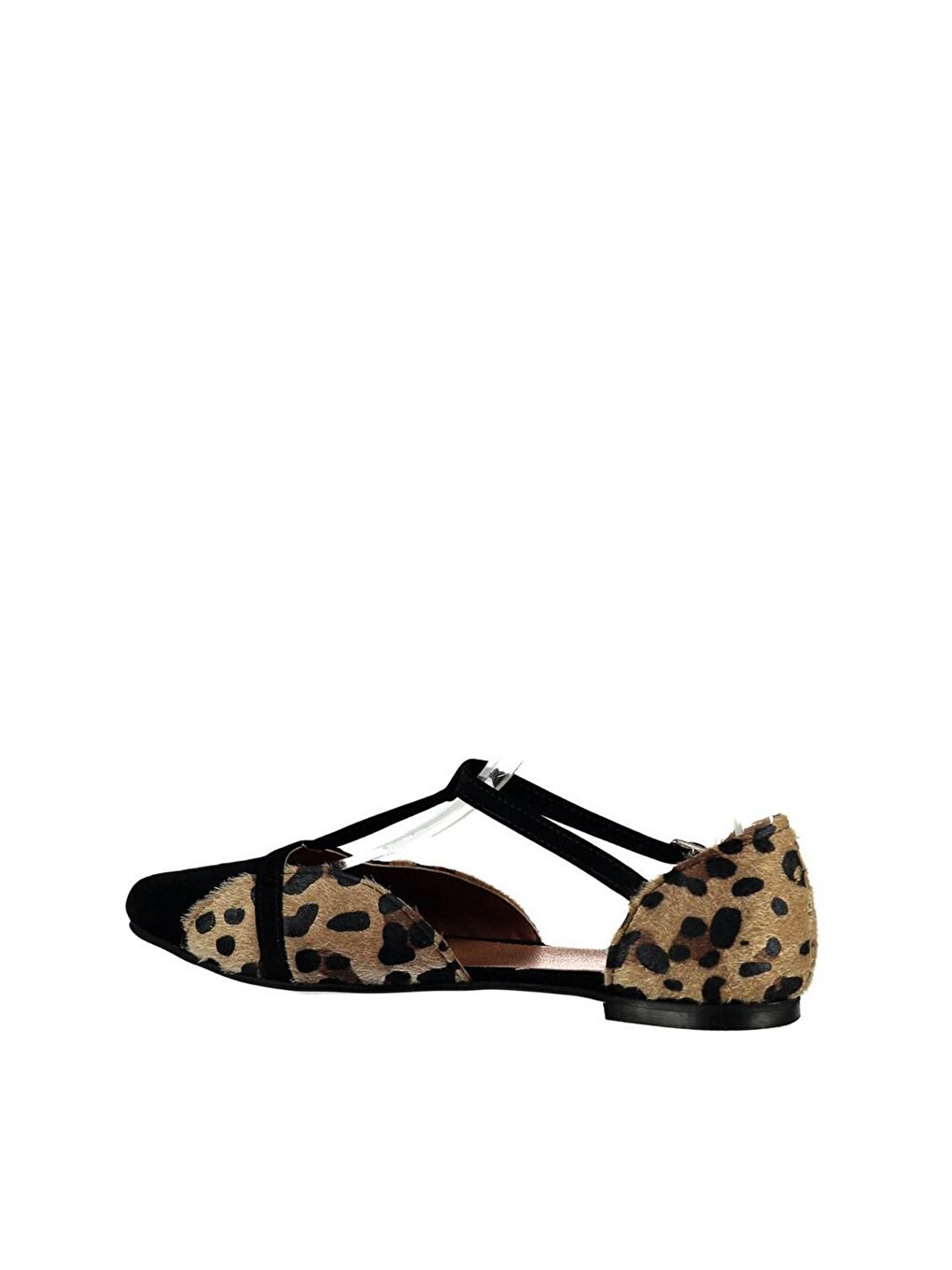 Fox Shoes Kahverengi-Siyah Leopar/Siyah Kadın Babet B726881802 - 2